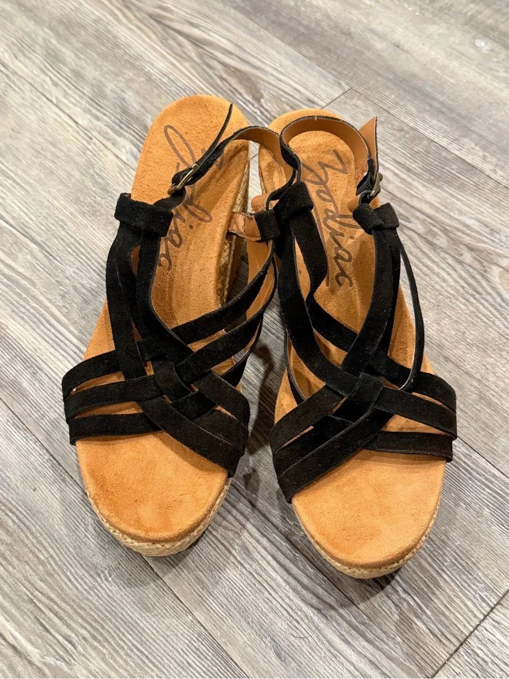 Zodiac Petra Strappy Leather Wedge Sandals Women’s Size 11M Espadrilles